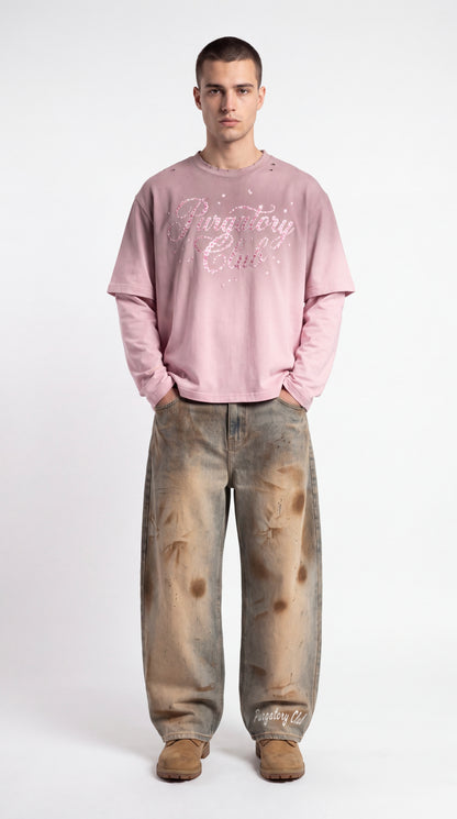 Vintage Wash “Cherry Blossom” Layered T-Shirt